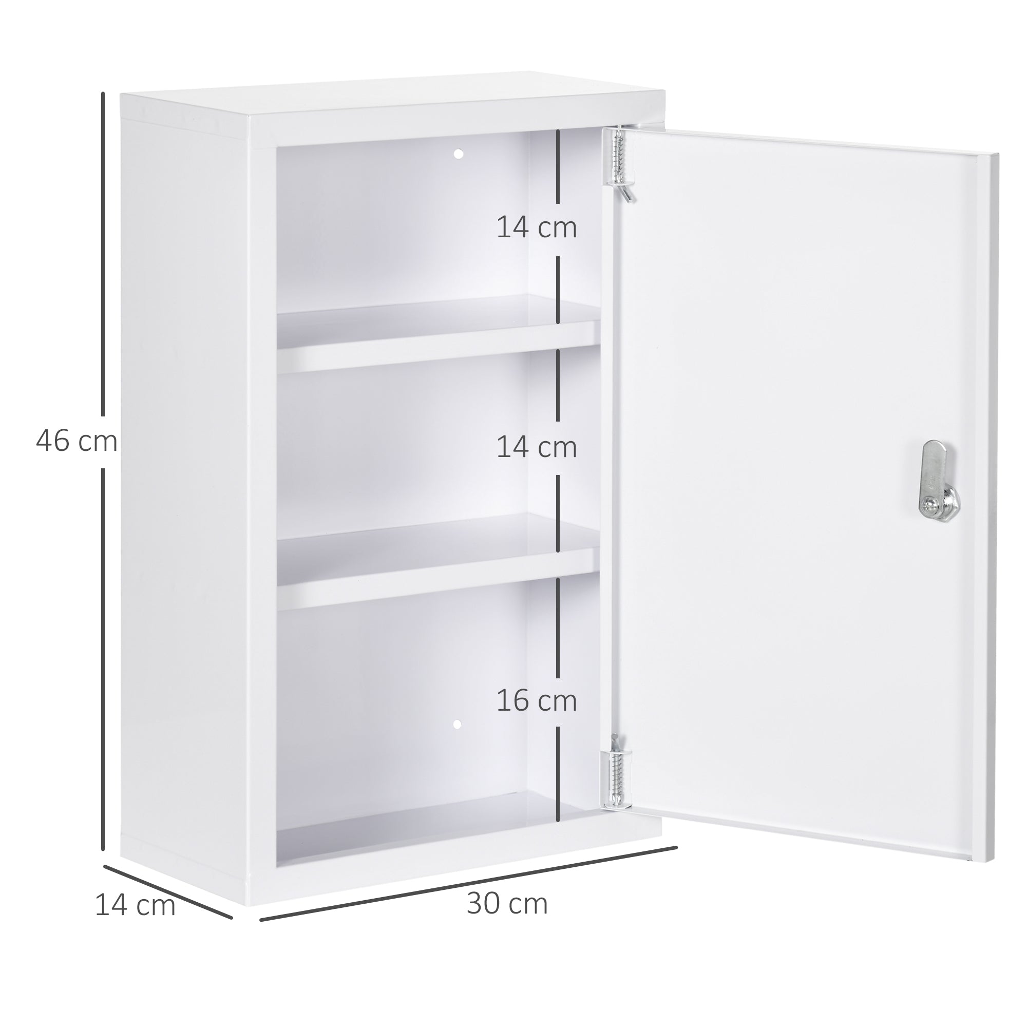 EasyComfort medicijnkast RVS 3 leLPGanken 30x14x46 cm wit