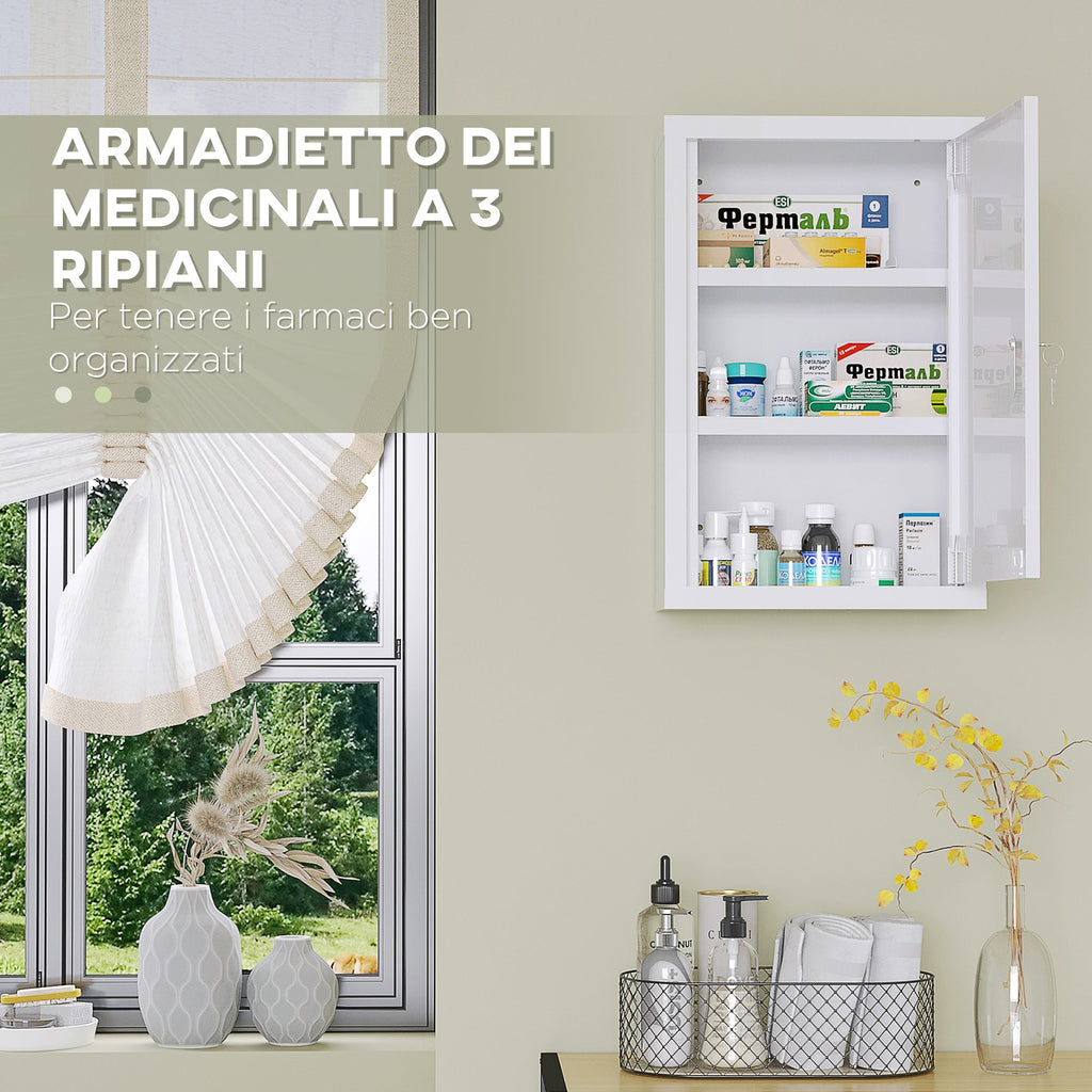 EasyComfort medicijnkast RVS 3 leLPGanken 30x14x46 cm wit