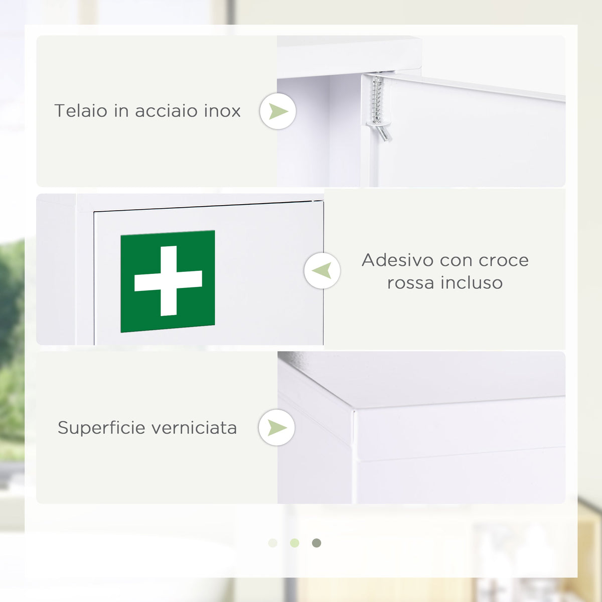 EasyComfort medicijnkast RVS 3 leLPGanken 30x14x46 cm wit