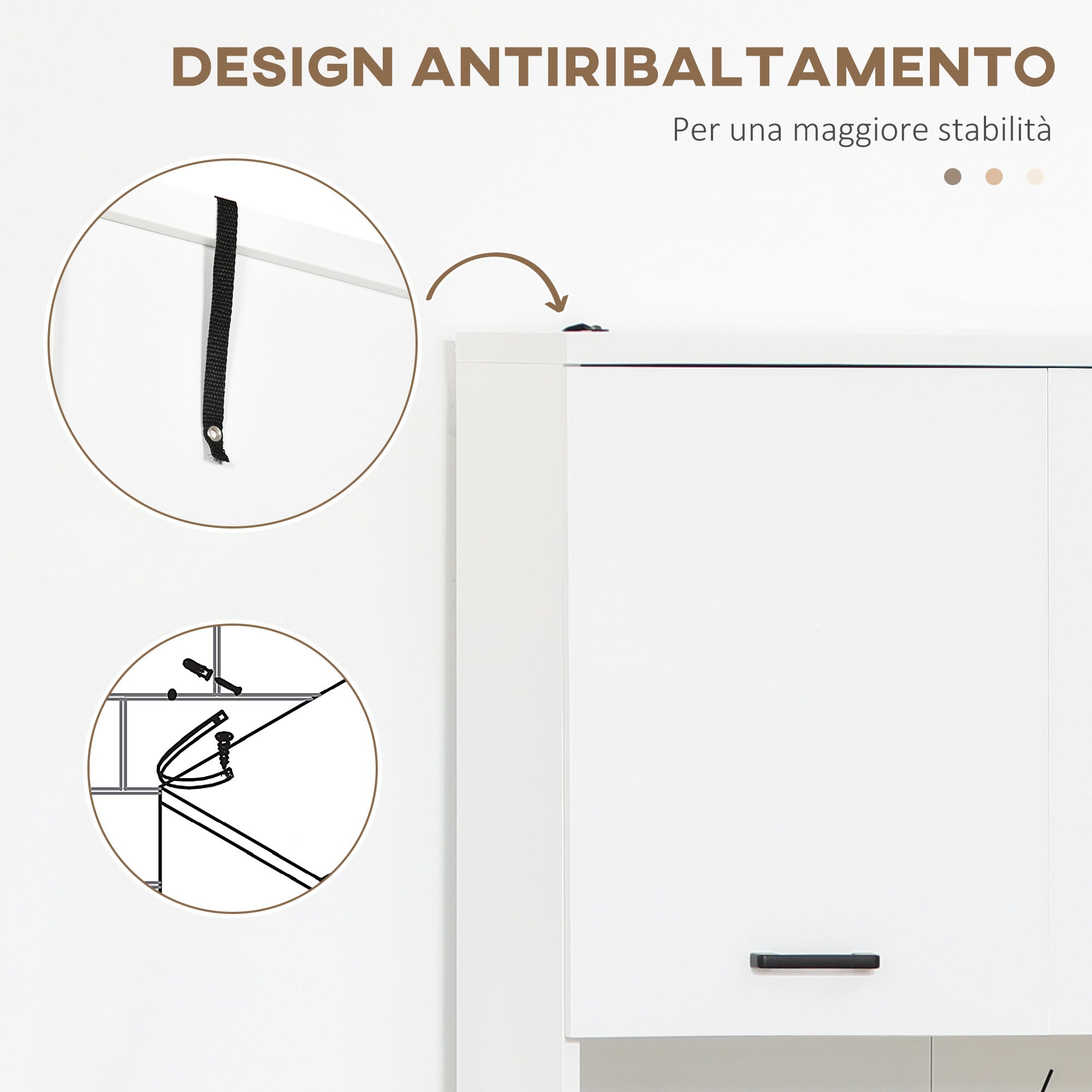 Easycomfort Mobile Bagno in Truciolato white with 2 Armadietti with Ante e 2 Ripiani Aperti, 80x33.5x190 cm