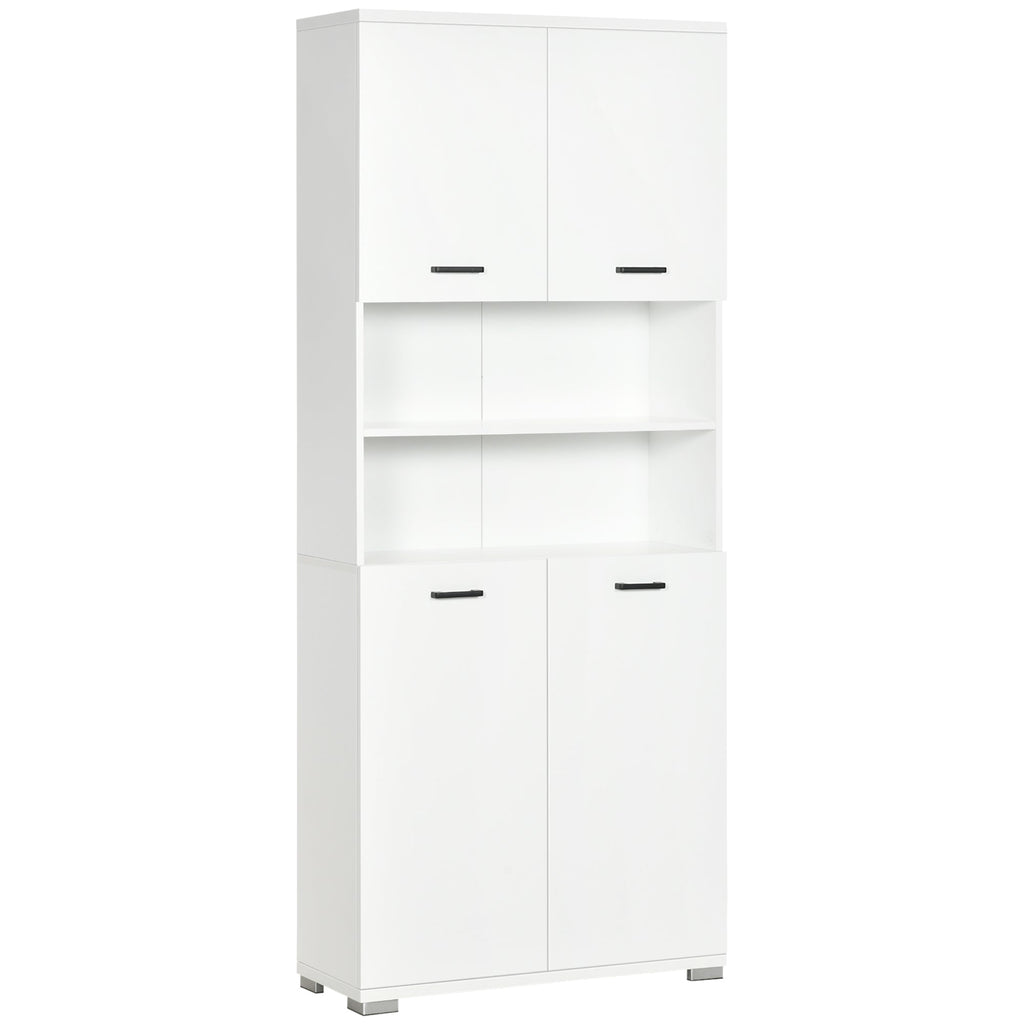 Easycomfort Mobile Bagno in Truciolato white with 2 Armadietti with Ante e 2 Ripiani Aperti, 80x33.5x190 cm
