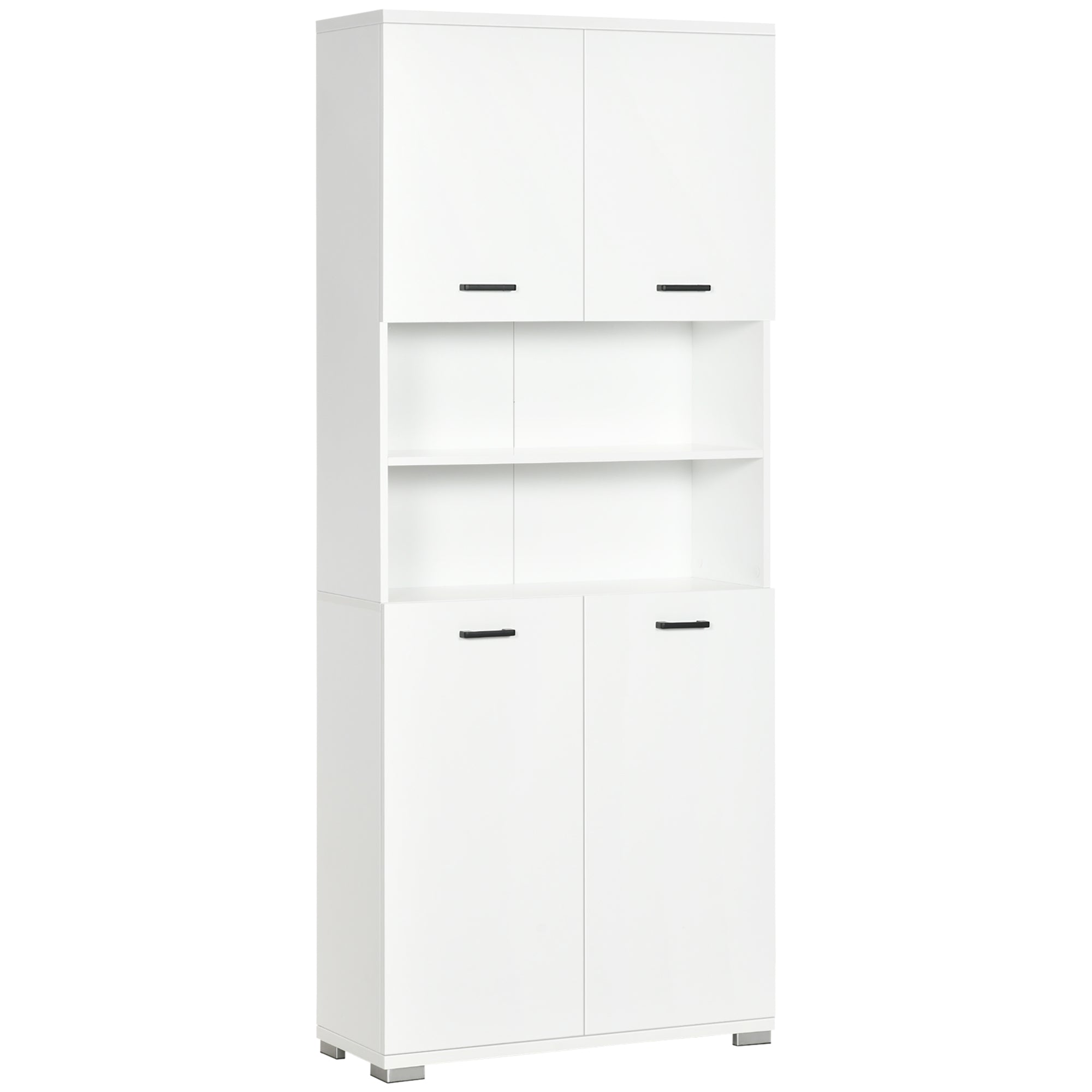 Easycomfort Mobile Bagno in Truciolato white with 2 Armadietti with Ante e 2 Ripiani Aperti, 80x33.5x190 cm