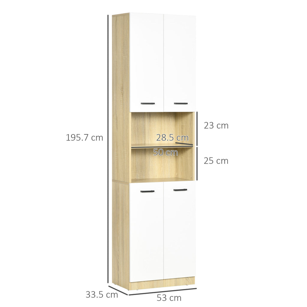 Easycomfort Mobile Bagno in Truciolato white with 2 Armadietti with Ante e 2 Ripiani Aperti, 53x33.5x195.7 cm