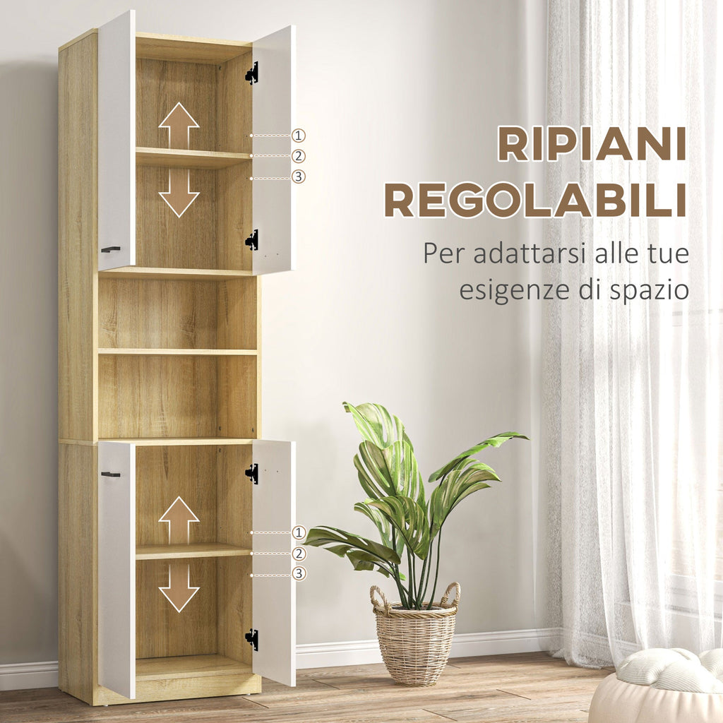 Easycomfort Mobile Bagno in Truciolato white with 2 Armadietti with Ante e 2 Ripiani Aperti, 53x33.5x195.7 cm