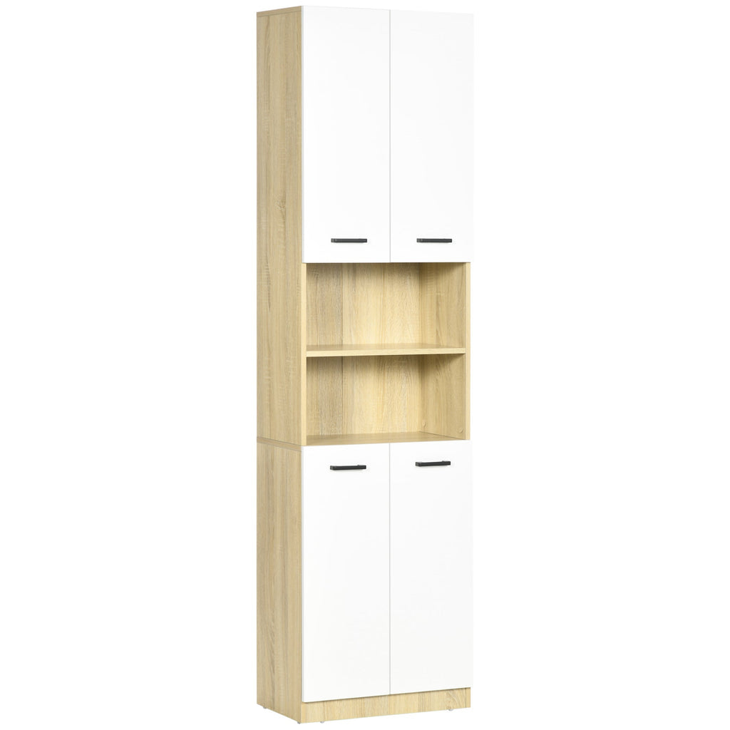 Easycomfort Mobile Bagno in Truciolato white with 2 Armadietti with Ante e 2 Ripiani Aperti, 53x33.5x195.7 cm
