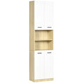Easycomfort Mobile Bagno in Truciolato white with 2 Armadietti with Ante e 2 Ripiani Aperti, 53x33.5x195.7 cm