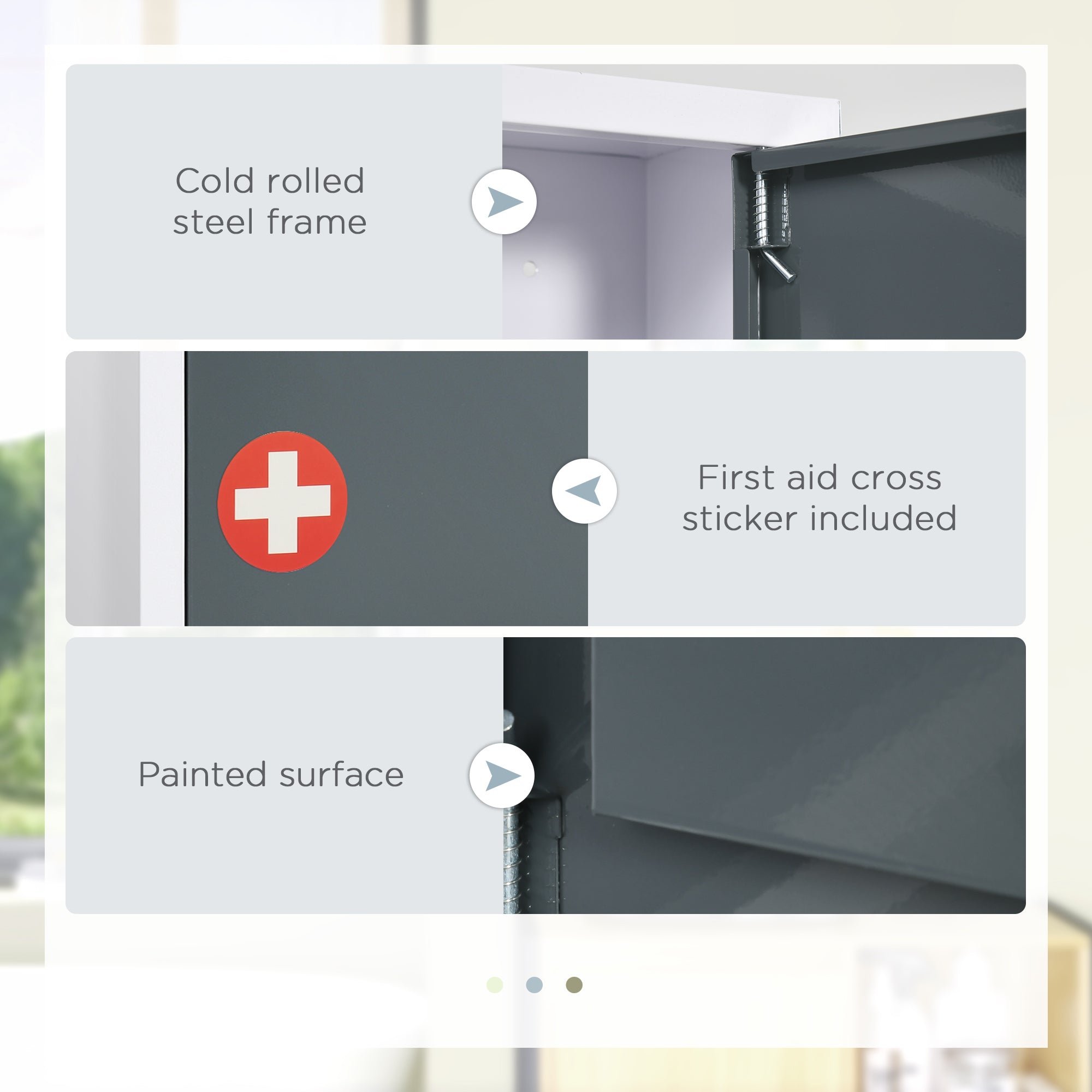 EasyComfort medicijnkast met 3 legborden en slot 40×15×53.5 cm wit/grijs