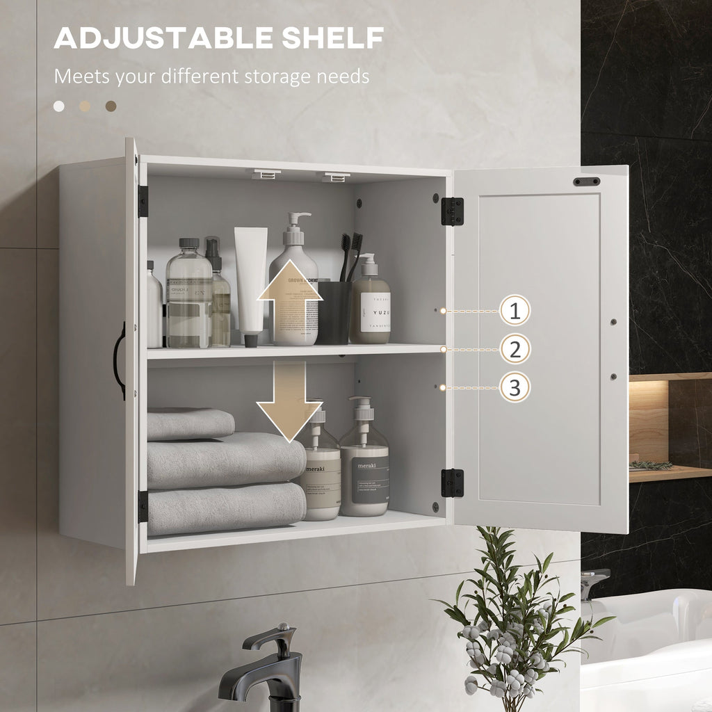 Easycomfort Armadietto Pensile Bagno in Legno Stile Country with Ripiano Regolabile, 60x30x60cm, white