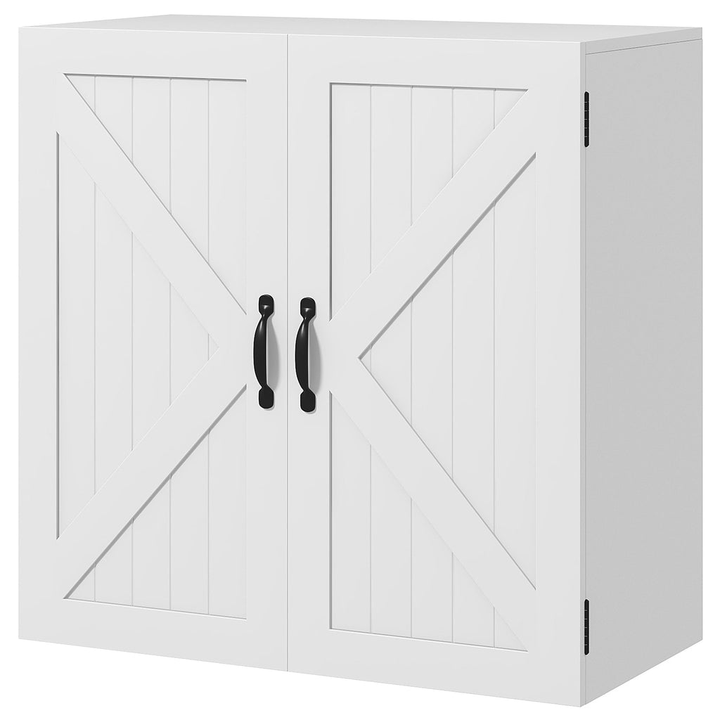Easycomfort Armadietto Pensile Bagno in Legno Stile Country with Ripiano Regolabile, 60x30x60cm, white