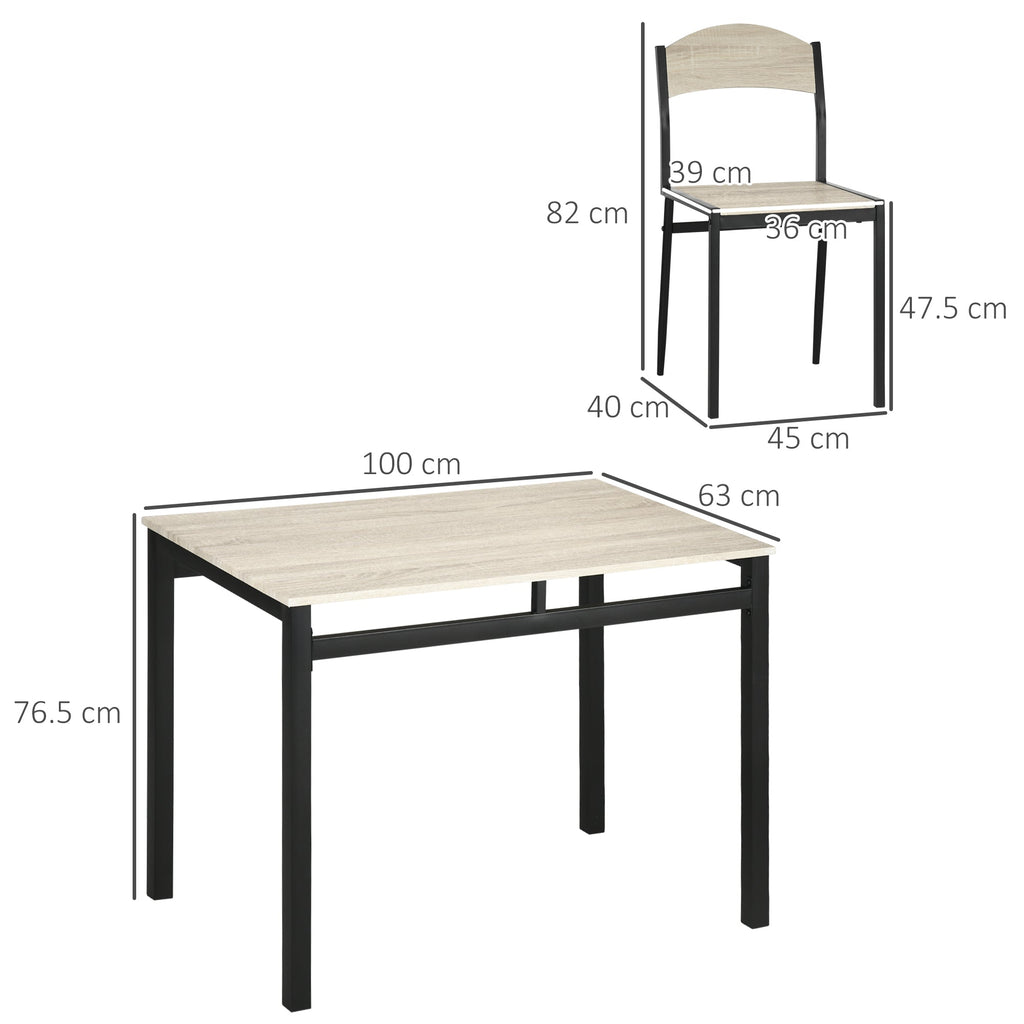 EasyComfort Eettafelset 1 tafel en 4 stoelen, zwart en eiken