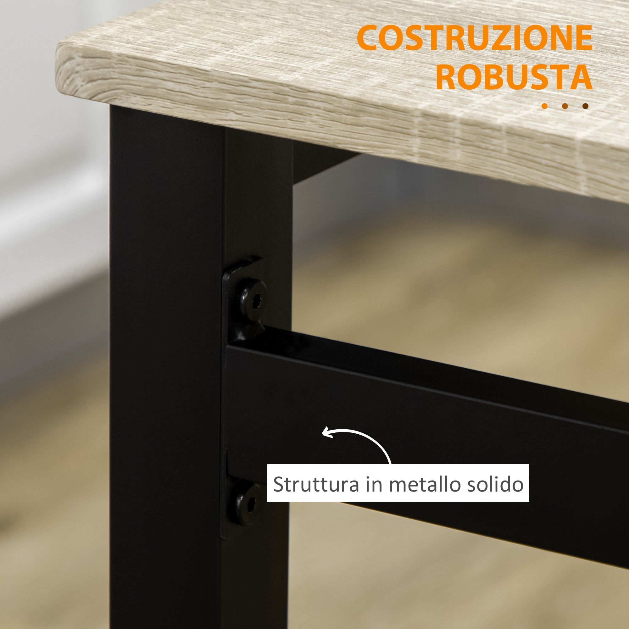 EasyComfort Eettafelset 1 tafel en 4 stoelen, zwart en eiken