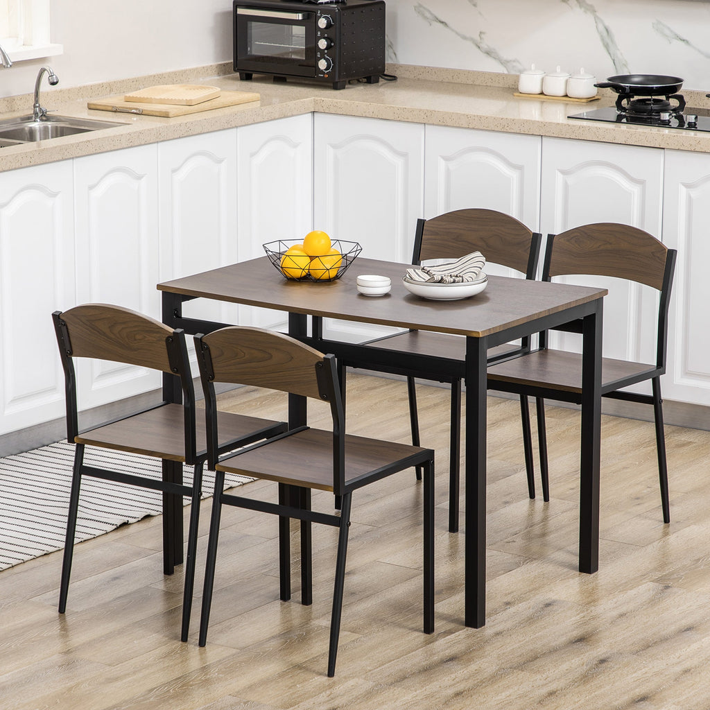EasyComfort Set da Pranzo da 5 Pezzi with 1 Tavolo Rettangolare 100x63x76.5 cm e 4 Sedie 45x40x82 cm, in Acciaio e MDF