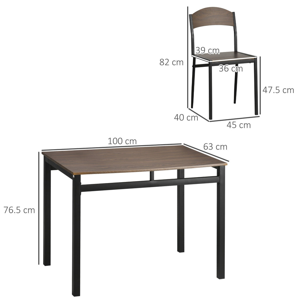 EasyComfort Set da Pranzo da 5 Pezzi with 1 Tavolo Rettangolare 100x63x76.5 cm e 4 Sedie 45x40x82 cm, in Acciaio e MDF
