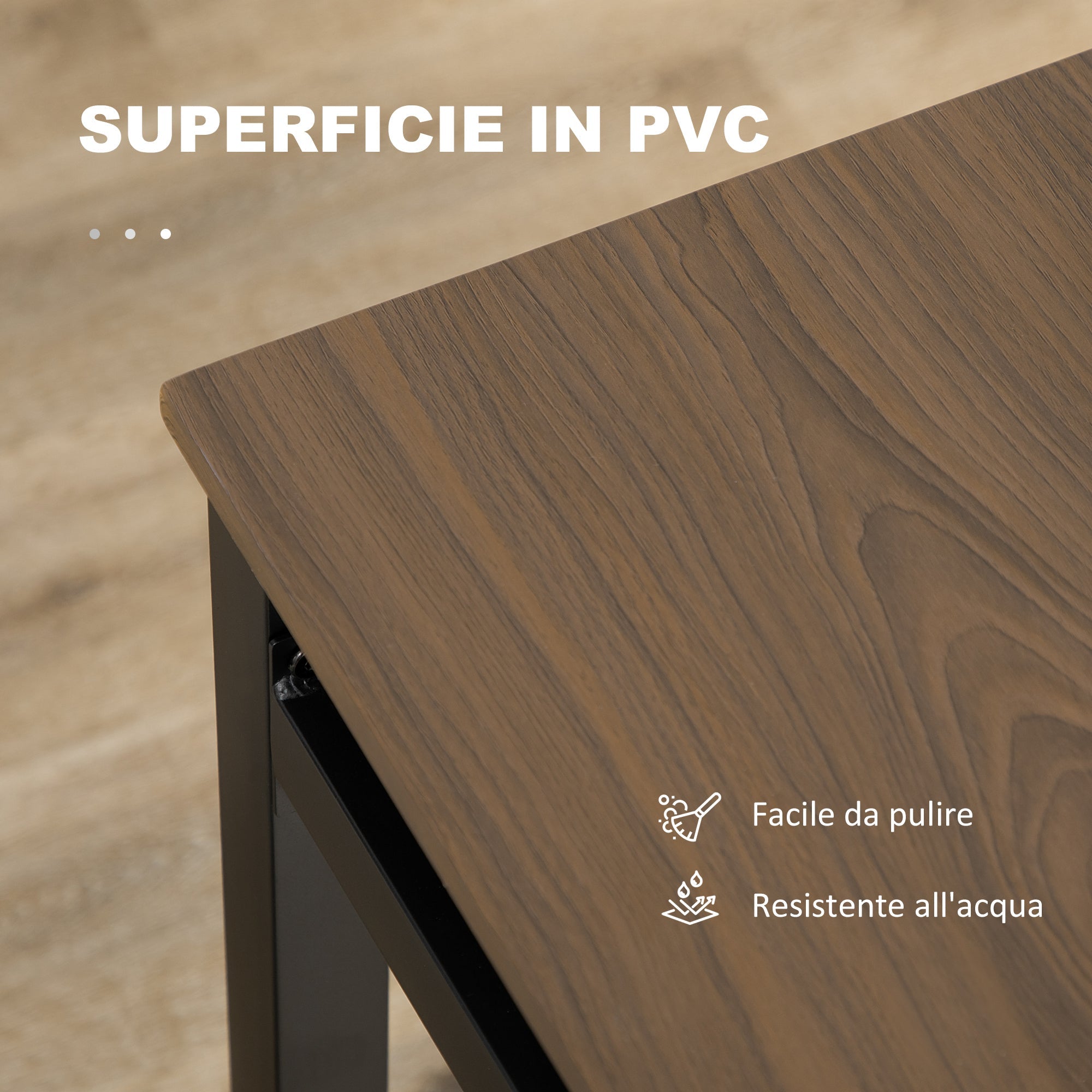EasyComfort Set da Pranzo da 5 Pezzi with 1 Tavolo Rettangolare 100x63x76.5 cm e 4 Sedie 45x40x82 cm, in Acciaio e MDF