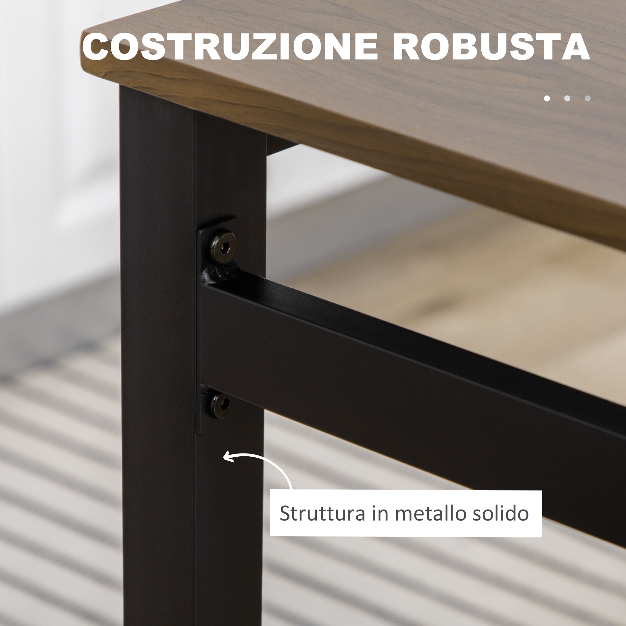 EasyComfort Set da Pranzo da 5 Pezzi with 1 Tavolo Rettangolare 100x63x76.5 cm e 4 Sedie 45x40x82 cm, in Acciaio e MDF