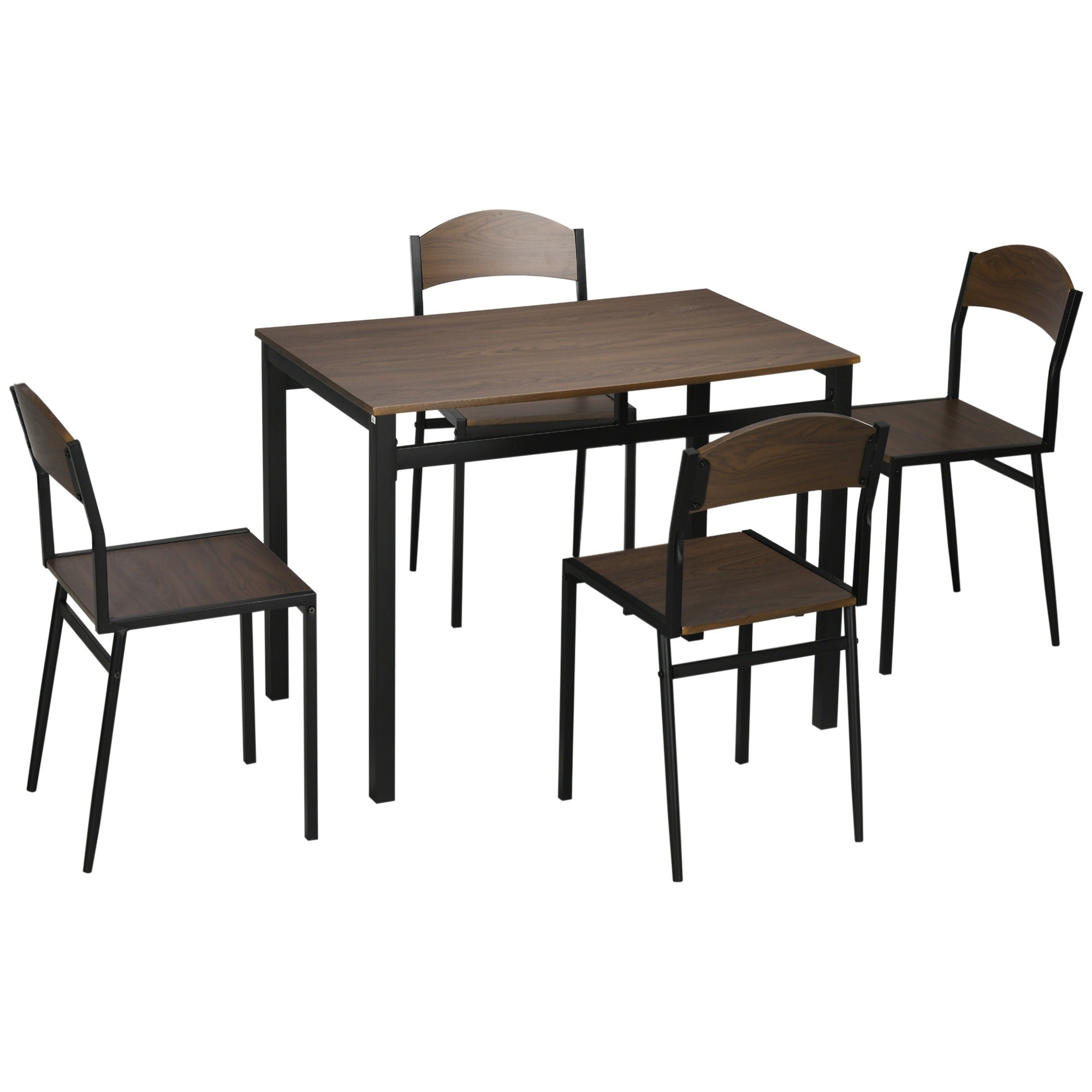 EasyComfort Set da Pranzo da 5 Pezzi with 1 Tavolo Rettangolare 100x63x76.5 cm e 4 Sedie 45x40x82 cm, in Acciaio e MDF