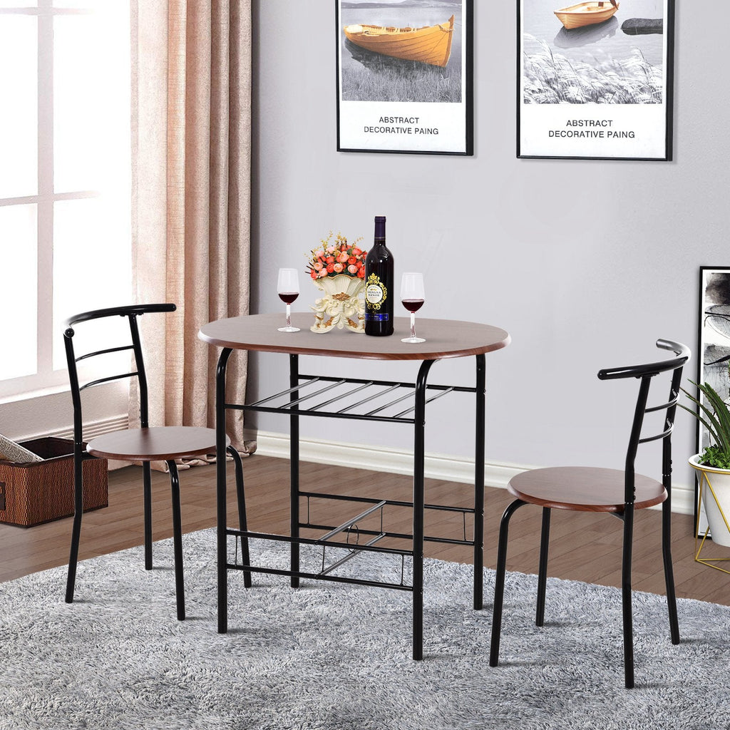 Easycomfort Set Tavolo Moderno with 2 Sedie per Sala da Pranzo, Set 3 Pezzi Mobili Salvaspazio da Cucina, Balcone, Ristorante o Bar, Marrone e black
