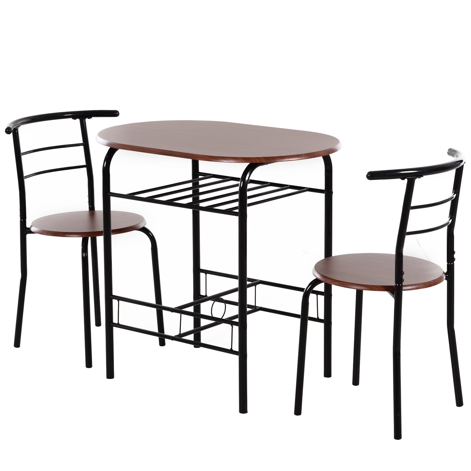Easycomfort Set Tavolo Moderno with 2 Sedie per Sala da Pranzo, Set 3 Pezzi Mobili Salvaspazio da Cucina, Balcone, Ristorante o Bar, Marrone e black
