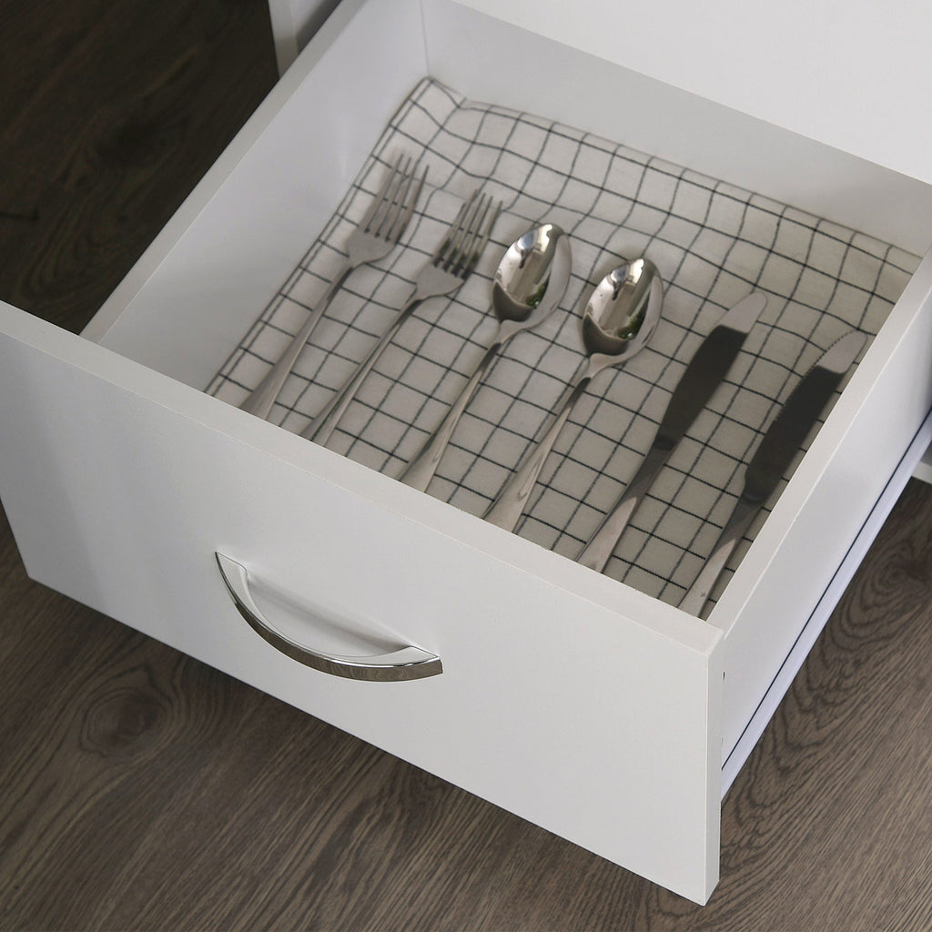 Easycomfort Credenza Moderna in Legno white with 2 Armadietti, Mensole Regolabili, 1 Ripiano Aperto e 3 Cassetti, 80x39.5x183.5cm