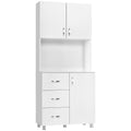 Easycomfort Credenza Moderna in Legno white with 2 Armadietti, Mensole Regolabili, 1 Ripiano Aperto e 3 Cassetti, 80x39.5x183.5cm