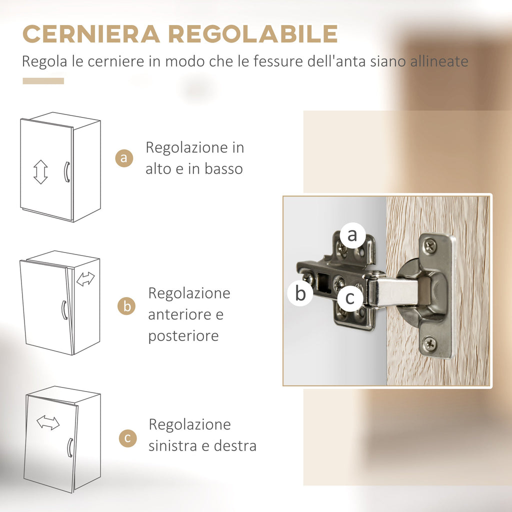 Easycomfort Mobile Buffet Dispensa Cucina, Ante Cassetti e Vani Aperti, 100L x 39P x 181.5Acm white e Legno