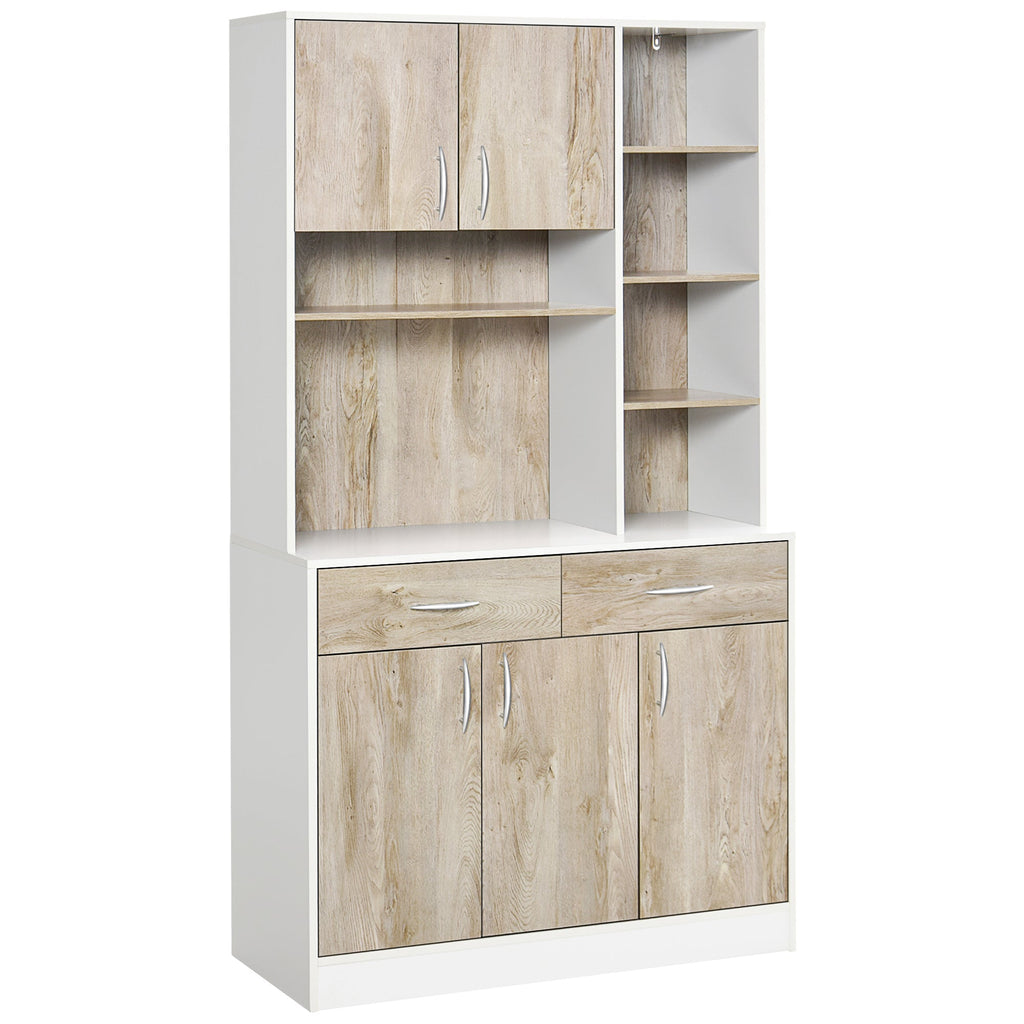 Easycomfort Mobile Buffet Dispensa Cucina, Ante Cassetti e Vani Aperti, 100L x 39P x 181.5Acm white e Legno