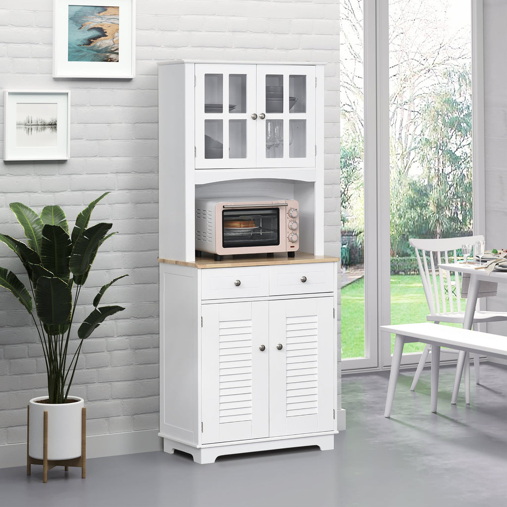 Easycomfort Credenza Alta per Cucina, Mobile Buffet in Legno white, Armadio Dispensa in Stile Classico, white, 68x39.5x170cm