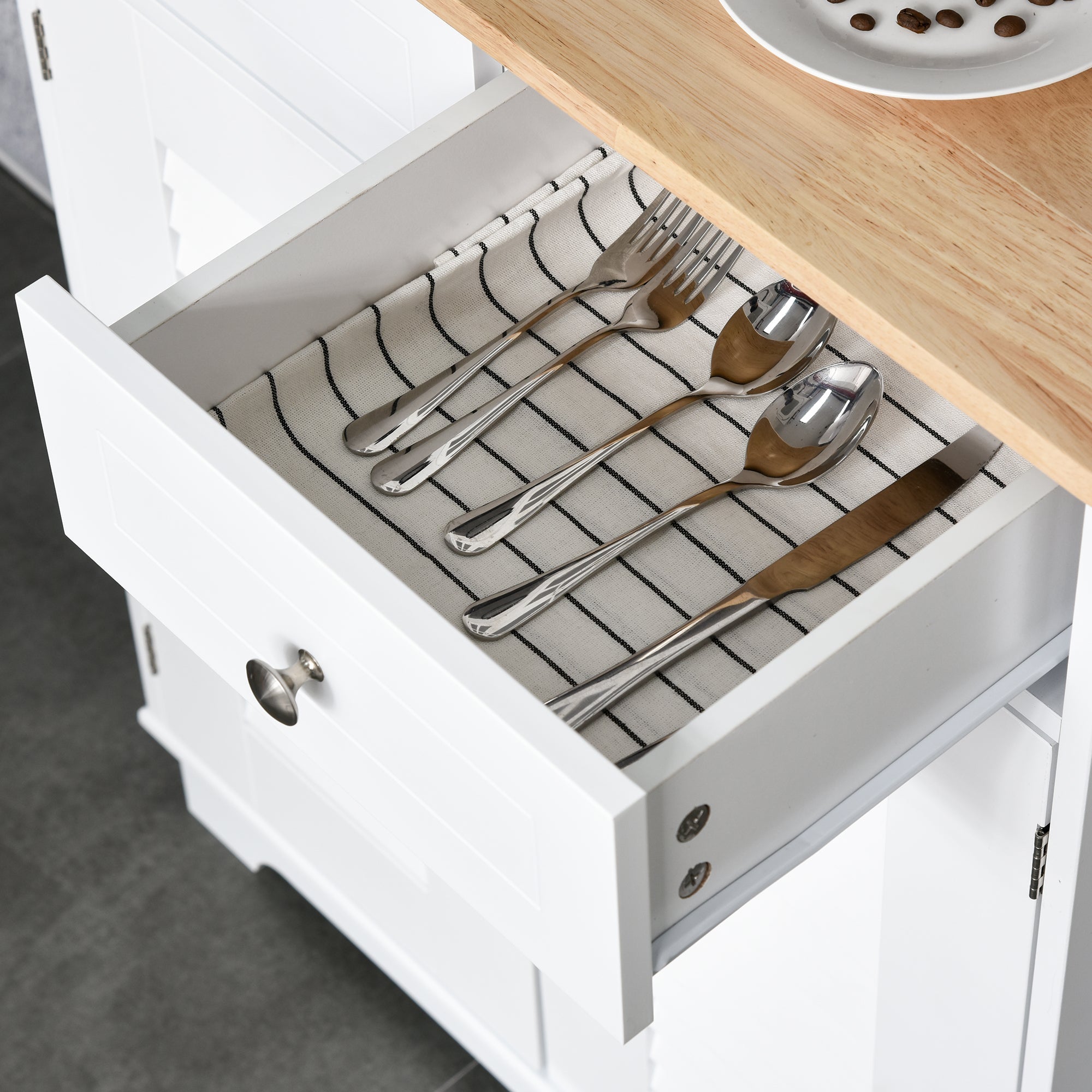 Easycomfort Credenza Alta per Cucina, Mobile Buffet in Legno white, Armadio Dispensa in Stile Classico, white, 68x39.5x170cm