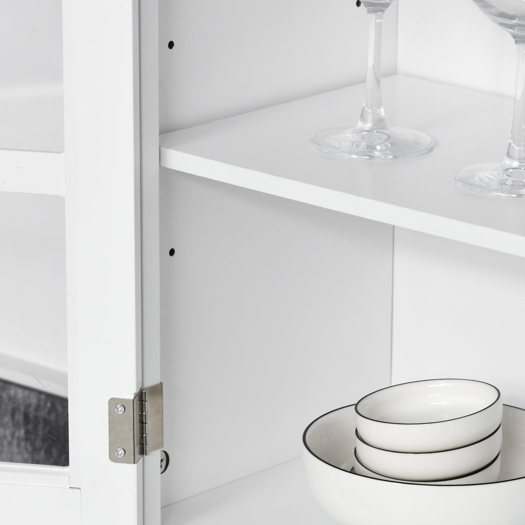Easycomfort Credenza Alta per Cucina, Mobile Buffet in Legno white, Armadio Dispensa in Stile Classico, white, 68x39.5x170cm