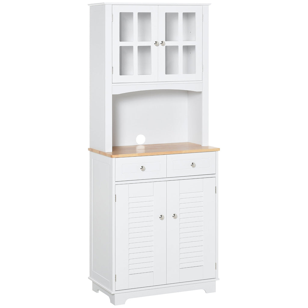 Easycomfort Credenza Alta per Cucina, Mobile Buffet in Legno white, Armadio Dispensa in Stile Classico, white, 68x39.5x170cm