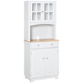 Easycomfort Credenza Alta per Cucina, Mobile Buffet in Legno white, Armadio Dispensa in Stile Classico, white, 68x39.5x170cm