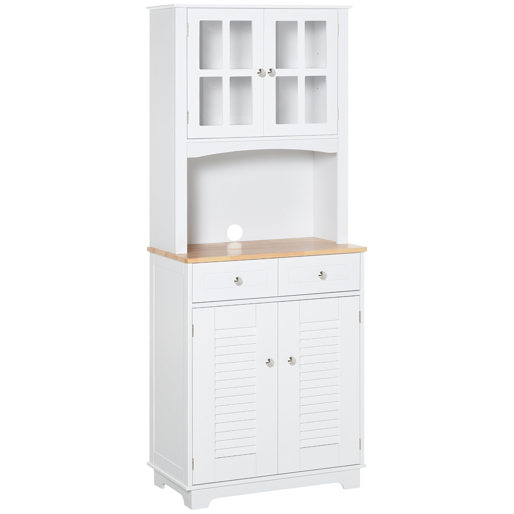 Easycomfort Credenza Alta per Cucina, Mobile Buffet in Legno white, Armadio Dispensa in Stile Classico, white, 68x39.5x170cm
