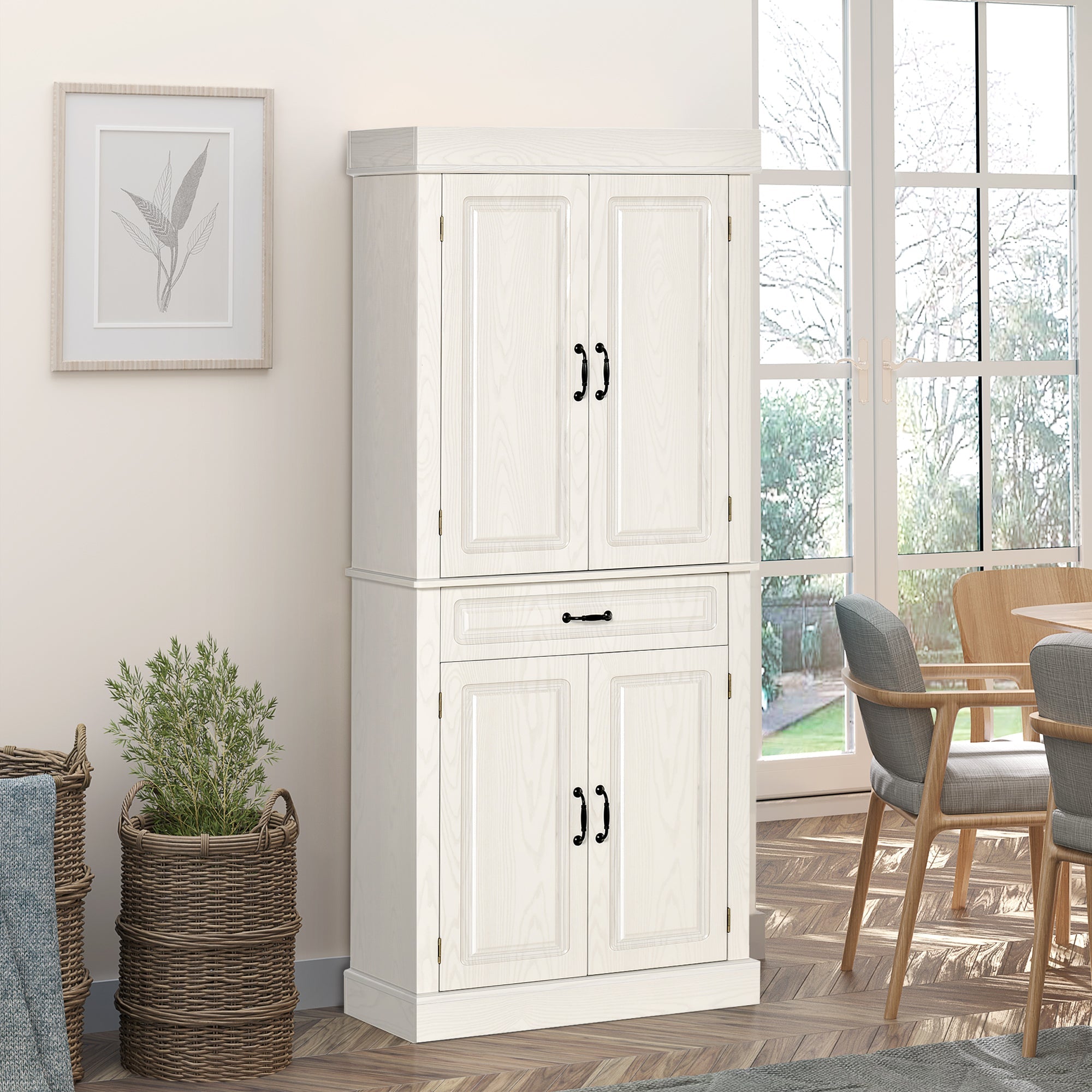 EasyComfort keukenkast koloniaal met 2 kastdelen en lade 80x35x180 cm wit