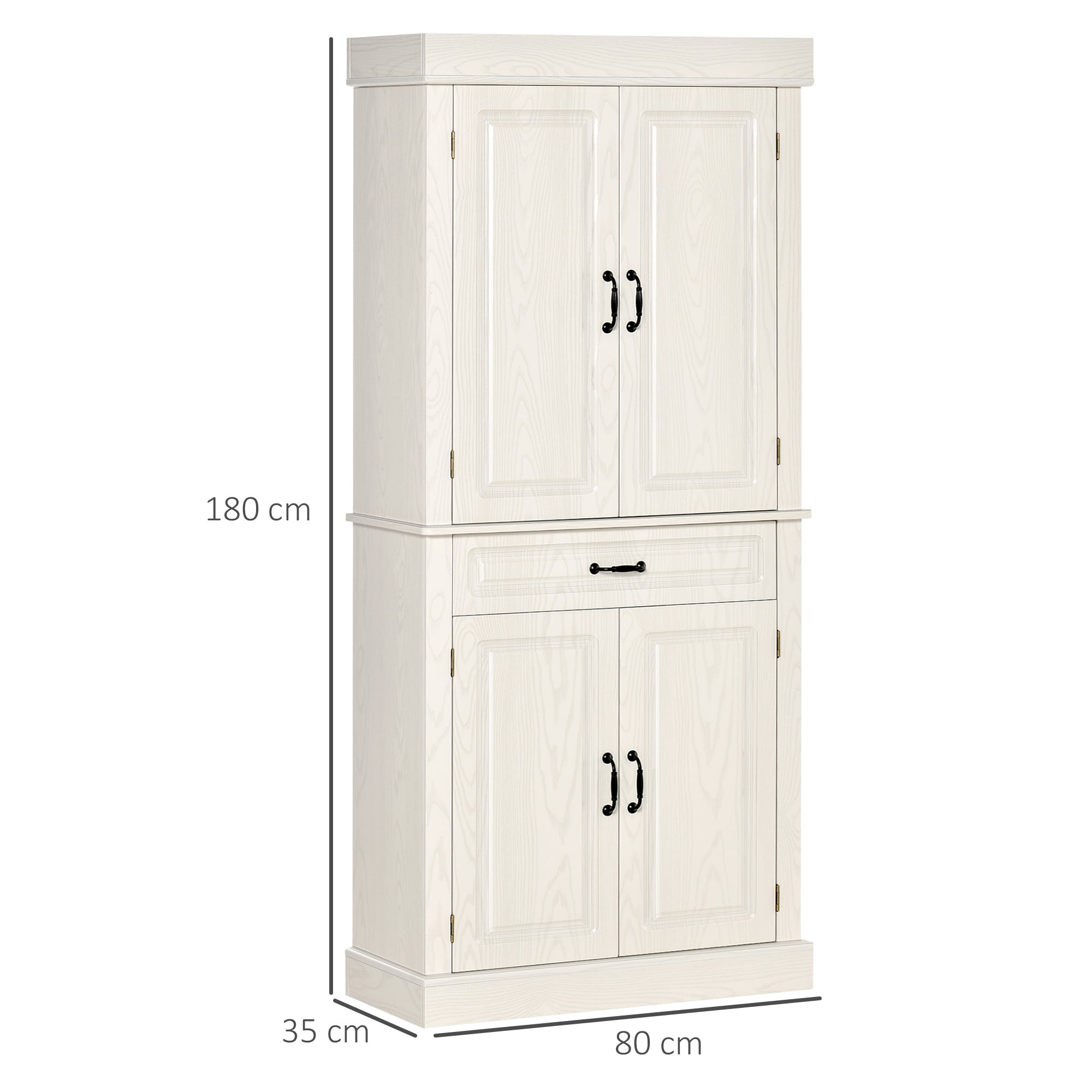 EasyComfort keukenkast koloniaal met 2 kastdelen en lade 80x35x180 cm wit