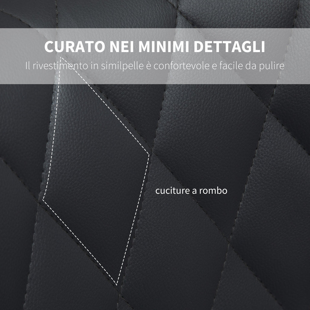 Easycomfort Set di 2 Sgabelli da Bar Alti in Finta Pelle with Altezza Regolabile, Sgabelli Cucina Girevoli with Schienale e Poggiapiedi, 44x50.5x90-110cm Grigio