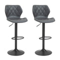 Easycomfort Set di 2 Sgabelli da Bar Alti in Finta Pelle with Altezza Regolabile, Sgabelli Cucina Girevoli with Schienale e Poggiapiedi, 44x50.5x90-110cm Grigio