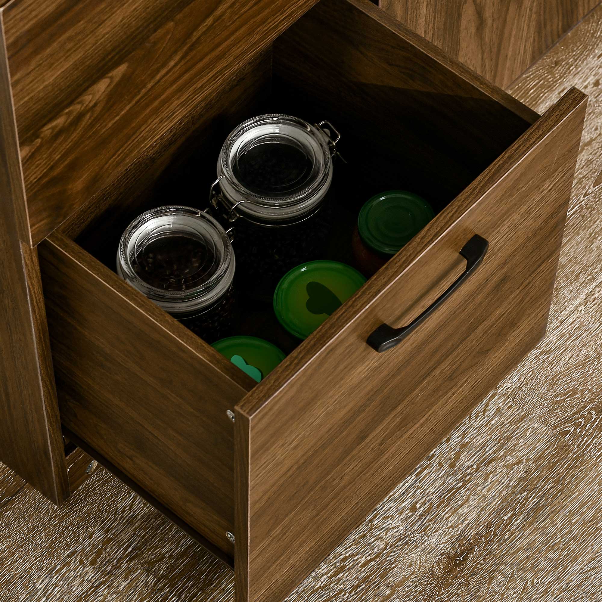 Easycomfort Credenza Moderna with 3 Cassetti e Armadietti, Mobile Dispensa per Cucina e Soggiorno in Legno, 80x40x178cm, Noce