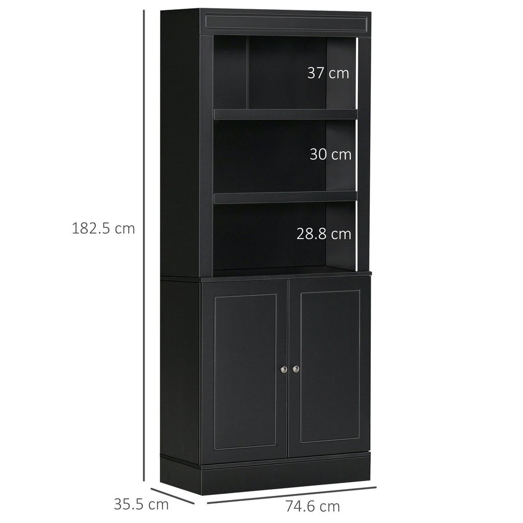 Easycomfort Credenza Cucina in Legno with Ripiani e Armadietto 2 Ante with Mensole Regolabili, 74.6x35.5x182.5cm