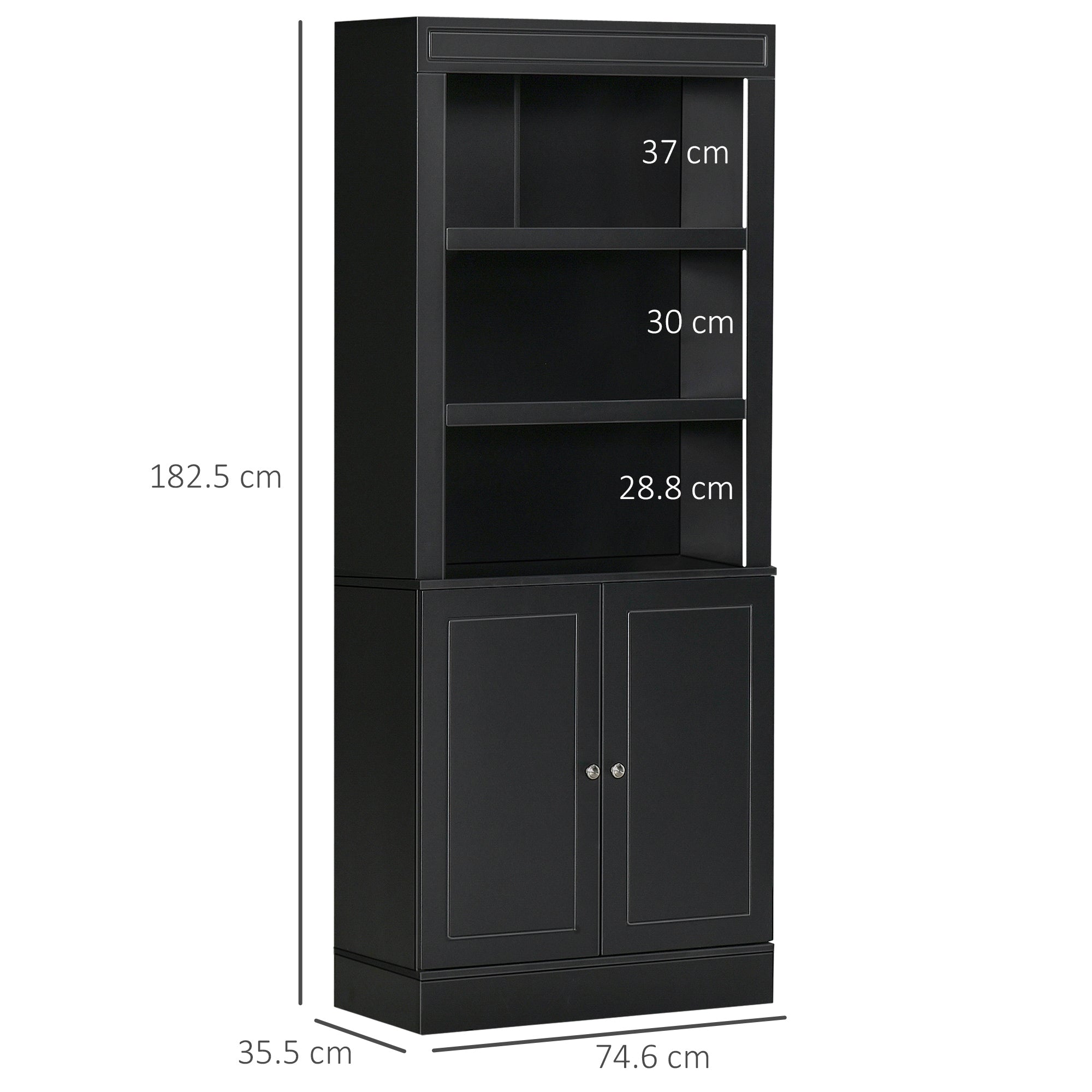 Easycomfort Credenza Cucina in Legno with Ripiani e Armadietto 2 Ante with Mensole Regolabili, 74.6x35.5x182.5cm