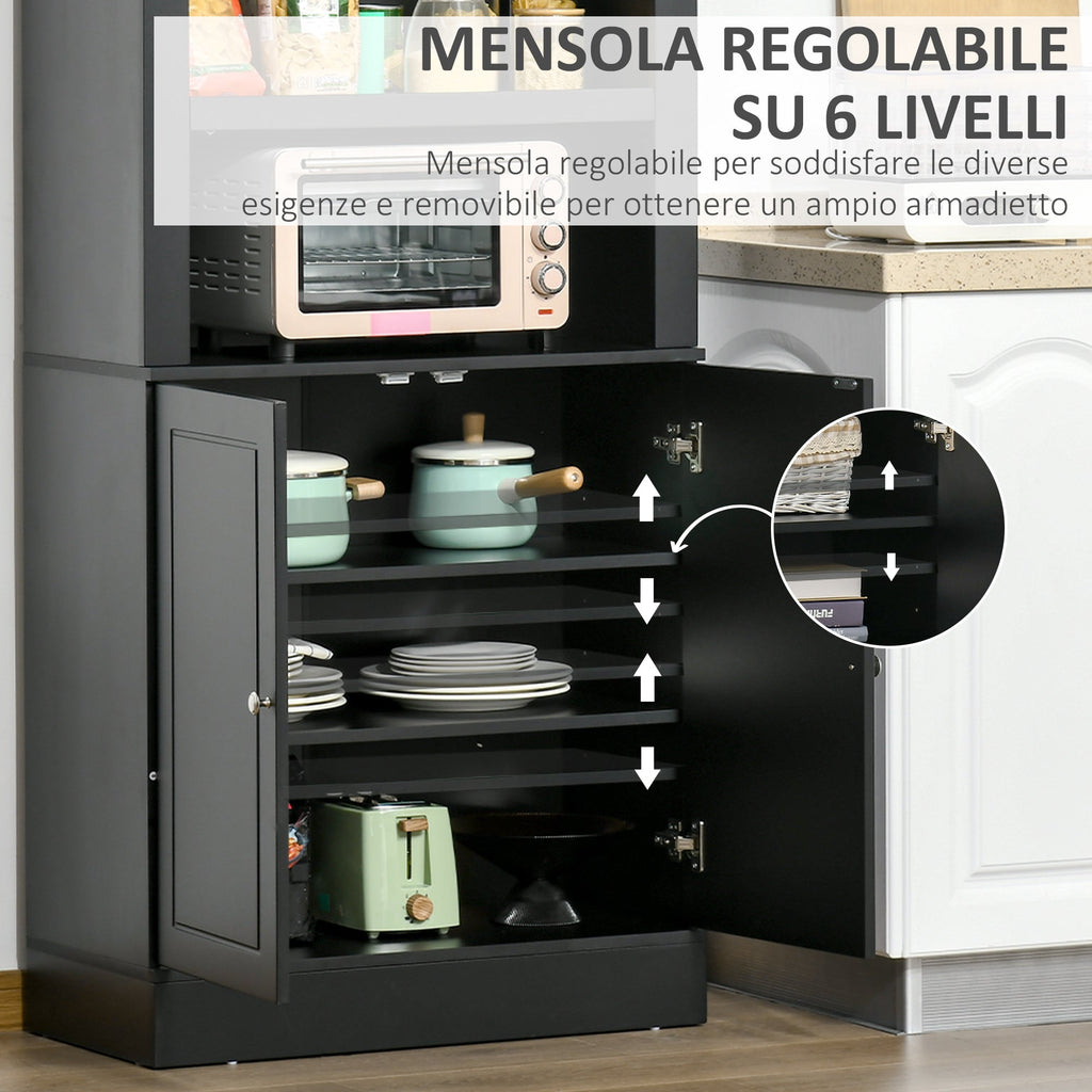 Easycomfort Credenza Cucina in Legno with Ripiani e Armadietto 2 Ante with Mensole Regolabili, 74.6x35.5x182.5cm