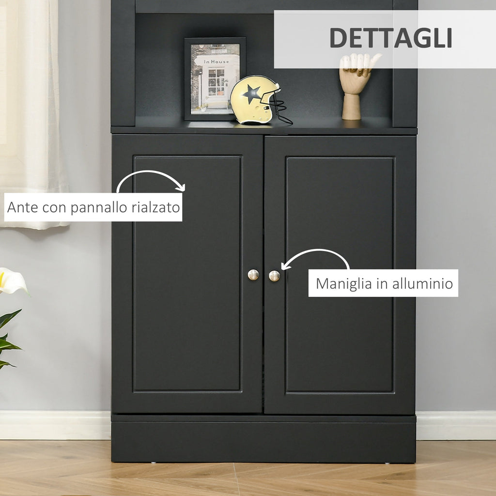 Easycomfort Credenza Cucina in Legno with Ripiani e Armadietto 2 Ante with Mensole Regolabili, 74.6x35.5x182.5cm