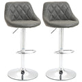 Easycomfort Set 2 Sgabelli da Bar with Altezza Regolabile, Base in Metallo e Seduta Finta Pelle, Sgabelli Alti Moderni Girevoli with Schienale e Poggiapiedi 46x48x83-104cm, Grigio Scuro