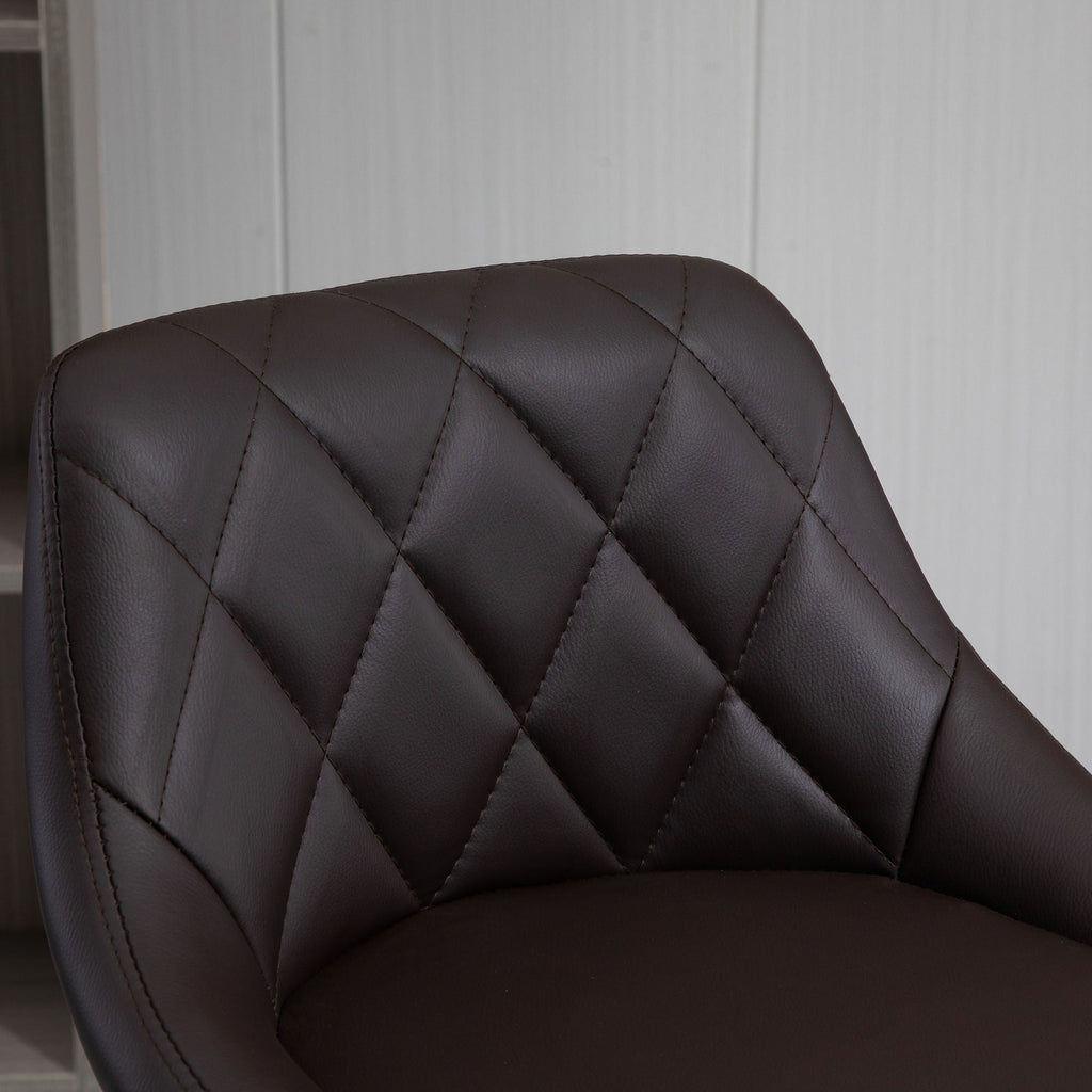 Easycomfort Set 2 Sgabelli da Bar, Altezza Regolabile with Base in Metallo e Seduta in Finta Pelle, Sgabelli Moderni with Schienale e Poggiapiedi, 46x48x83-104 cm, Marrone e black