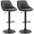Easycomfort Set 2 Sgabelli da Bar, Altezza Regolabile with Base in Metallo e Seduta in Finta Pelle, Sgabelli Moderni with Schienale e Poggiapiedi, 46x48x83-104 cm, Marrone e black