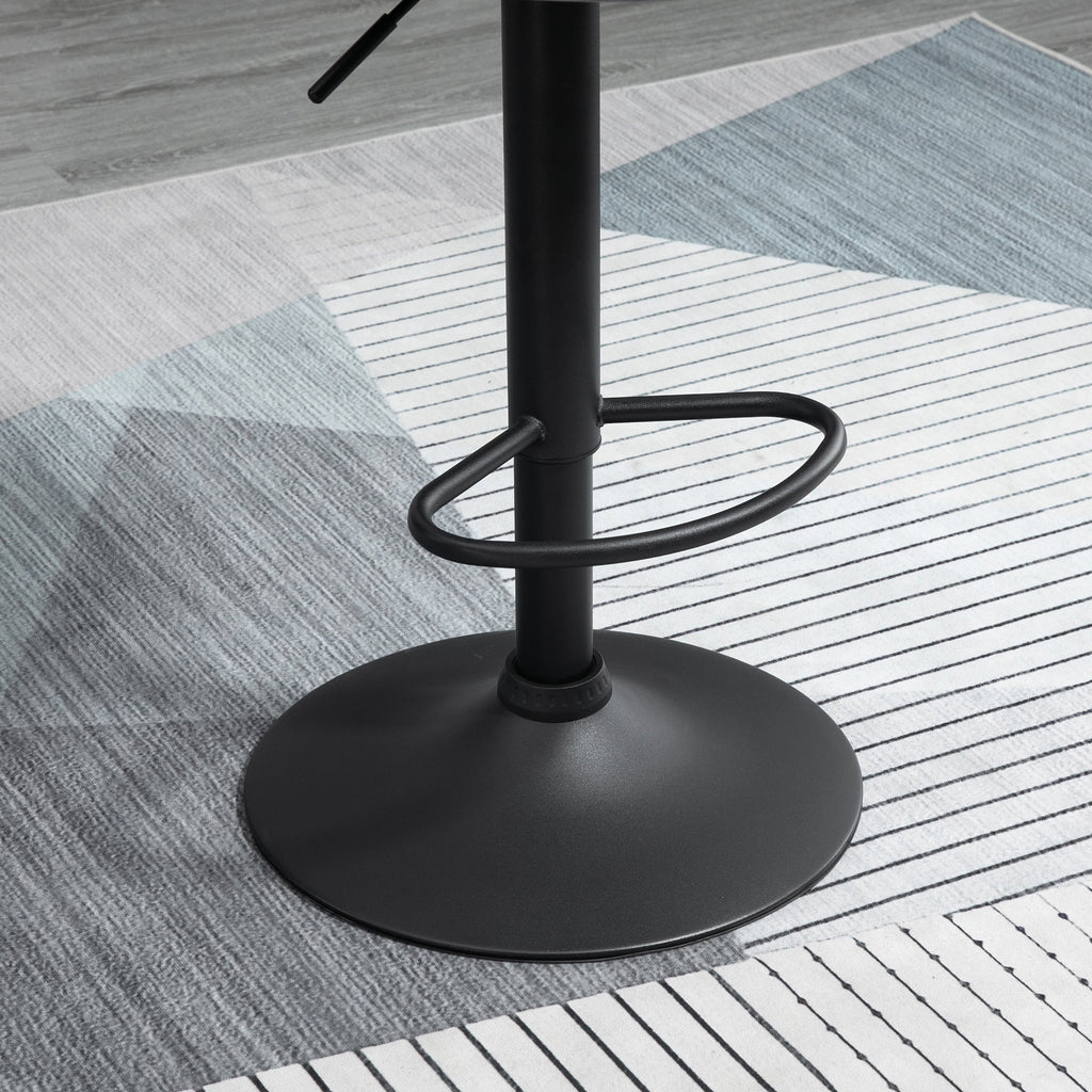 Easycomfort Set 2 Sgabelli da Bar, Altezza Regolabile with Base in Metallo e Seduta in Velluto, Sgabelli Moderni with Schienale e Poggiapiedi, 46x48x83-104cm, Grigio e black
