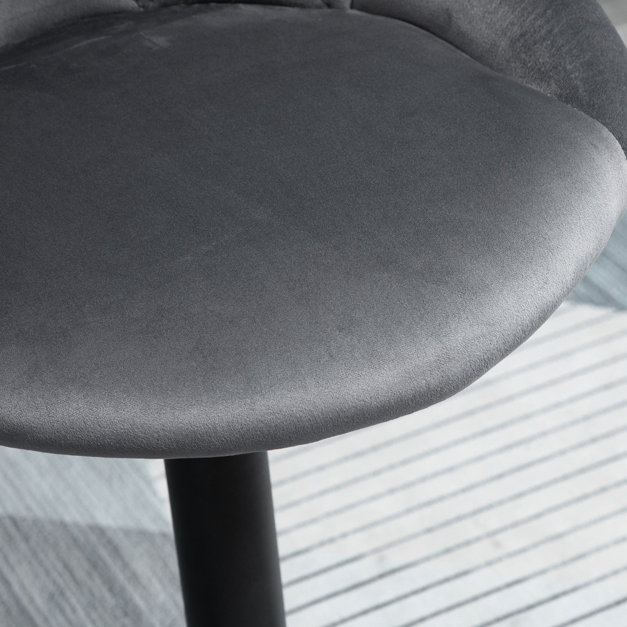 Easycomfort Set 2 Sgabelli da Bar, Altezza Regolabile with Base in Metallo e Seduta in Velluto, Sgabelli Moderni with Schienale e Poggiapiedi, 46x48x83-104cm, Grigio e black