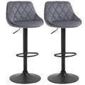 Easycomfort Set 2 Sgabelli da Bar, Altezza Regolabile with Base in Metallo e Seduta in Velluto, Sgabelli Moderni with Schienale e Poggiapiedi, 46x48x83-104cm, Grigio e black