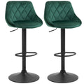 Easycomfort Set 2 Sgabelli da Bar, Altezza Regolabile with Base in Metallo e Seduta in Velluto, Sgabelli Moderni with Schienale e Poggiapiedi, 46x48x83-104 cm, Verde