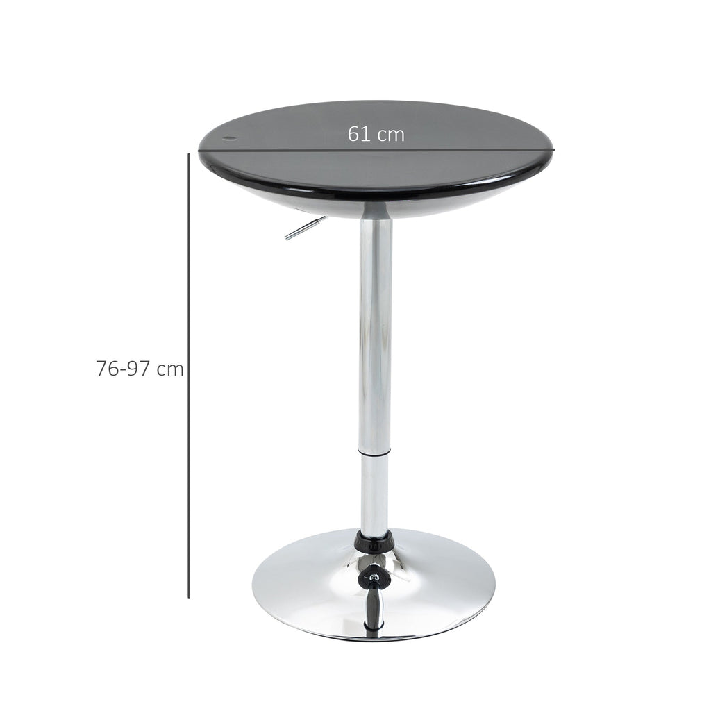 Easycomfort Tavolo Rotondo da Bar with Piano Girevole, Altezza Regolabile with Leva a Gas e Base in Acciaio, ?61x76-97cm, black