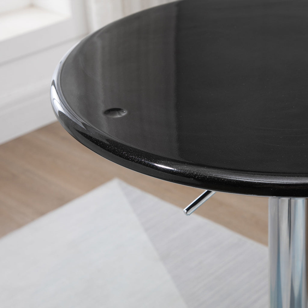 Easycomfort Tavolo Rotondo da Bar with Piano Girevole, Altezza Regolabile with Leva a Gas e Base in Acciaio, ?61x76-97cm, black